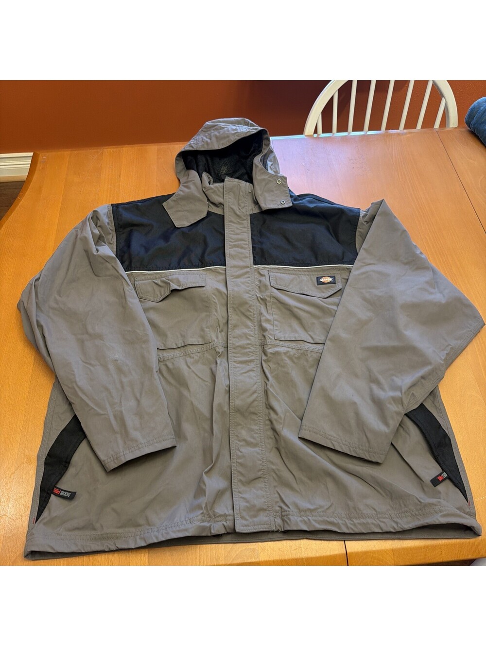 Dickies Storm Jacket Mens XXL Grey Black Hooded full zip wind breaker